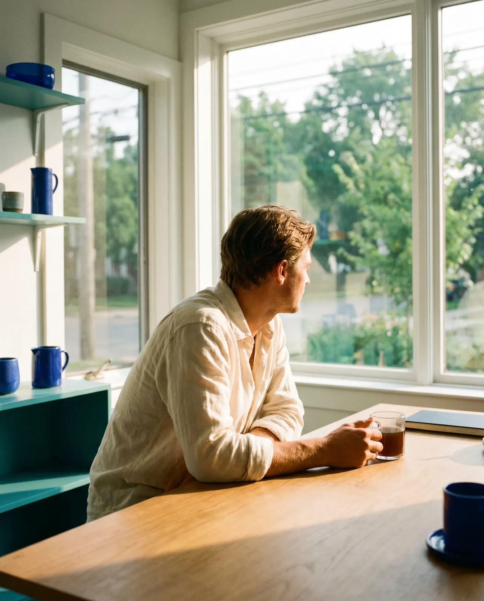 A morning coffee at a desk