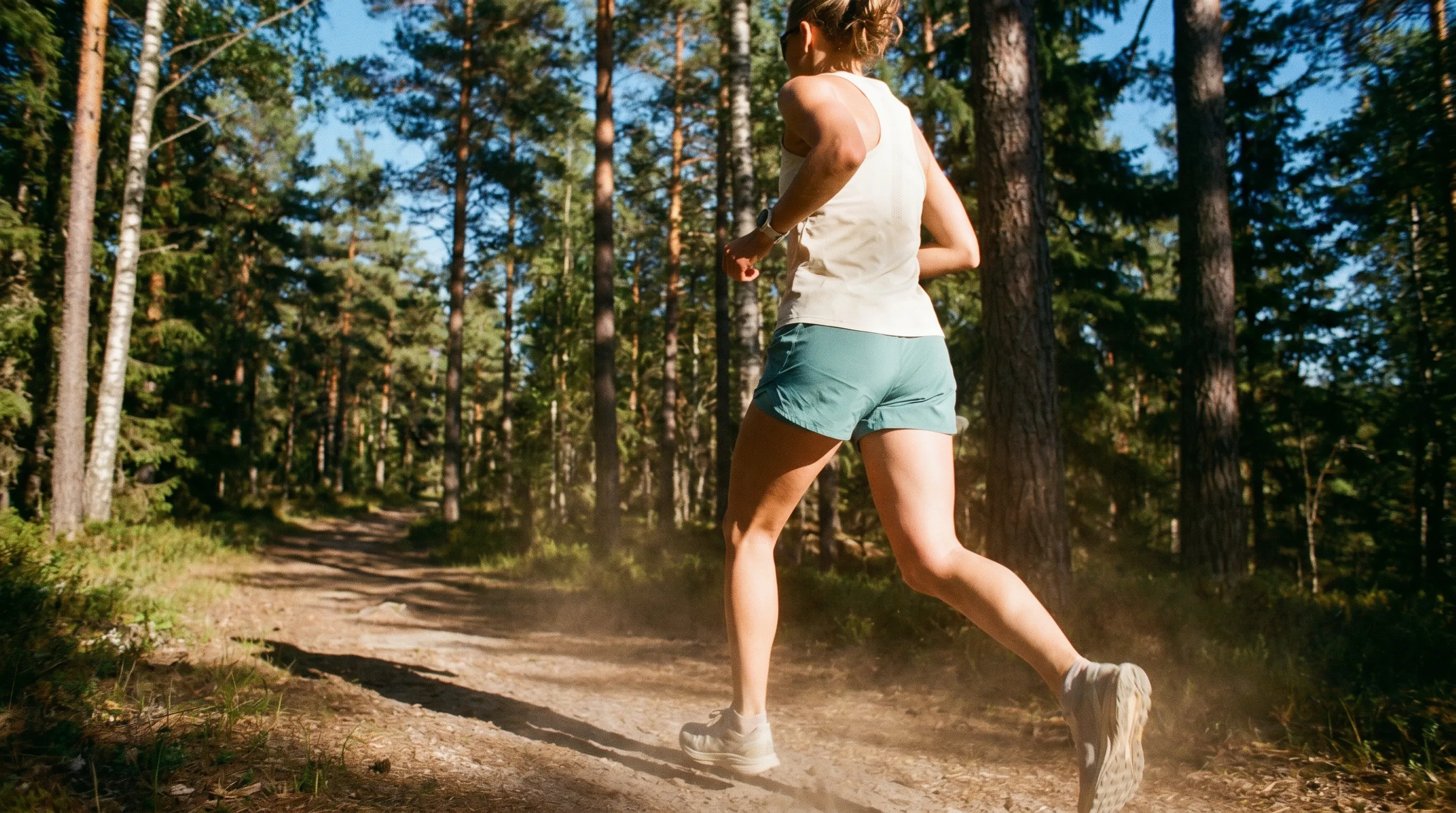 Trail runner powered by steady, no-added-caffeine energy