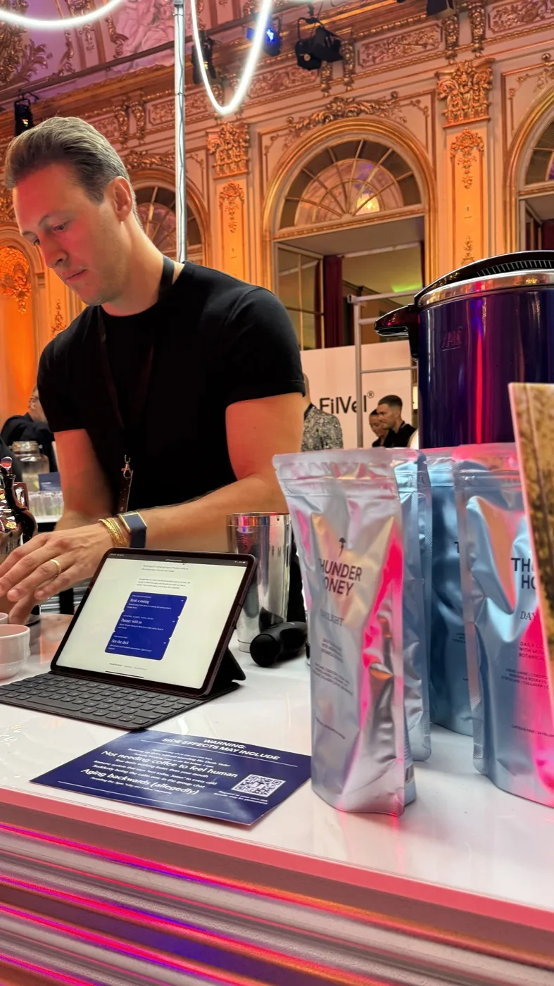 Guests with the Thunder Honey Daylight pouch at an event